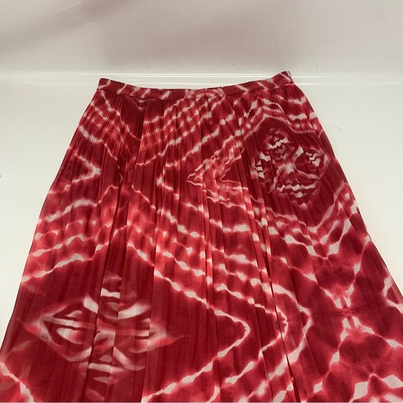 Chicos 3 Maxi Skirt US 16/18 Pull On  Pleated Cherry Red Print  Lined Boho Flowy - Picture 7 of 13